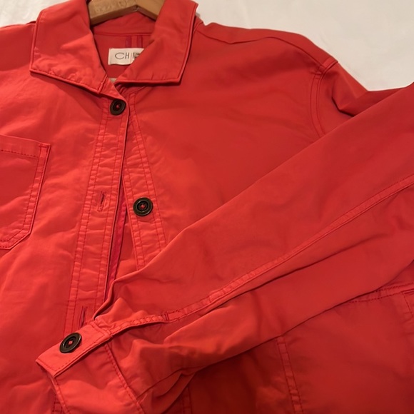 ANTHROPOLOGIE ORANGE/RED CROPPED SWING JACKET WITH BUTTON FRONT AND POCKETS - Picture 3 of 4